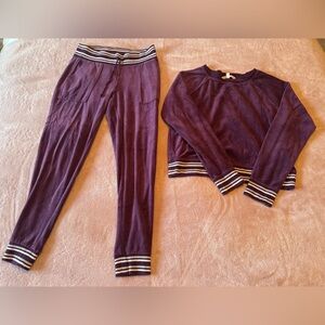 Victoria's Secret Deep Purple Velour Top & Bottom Size Small
